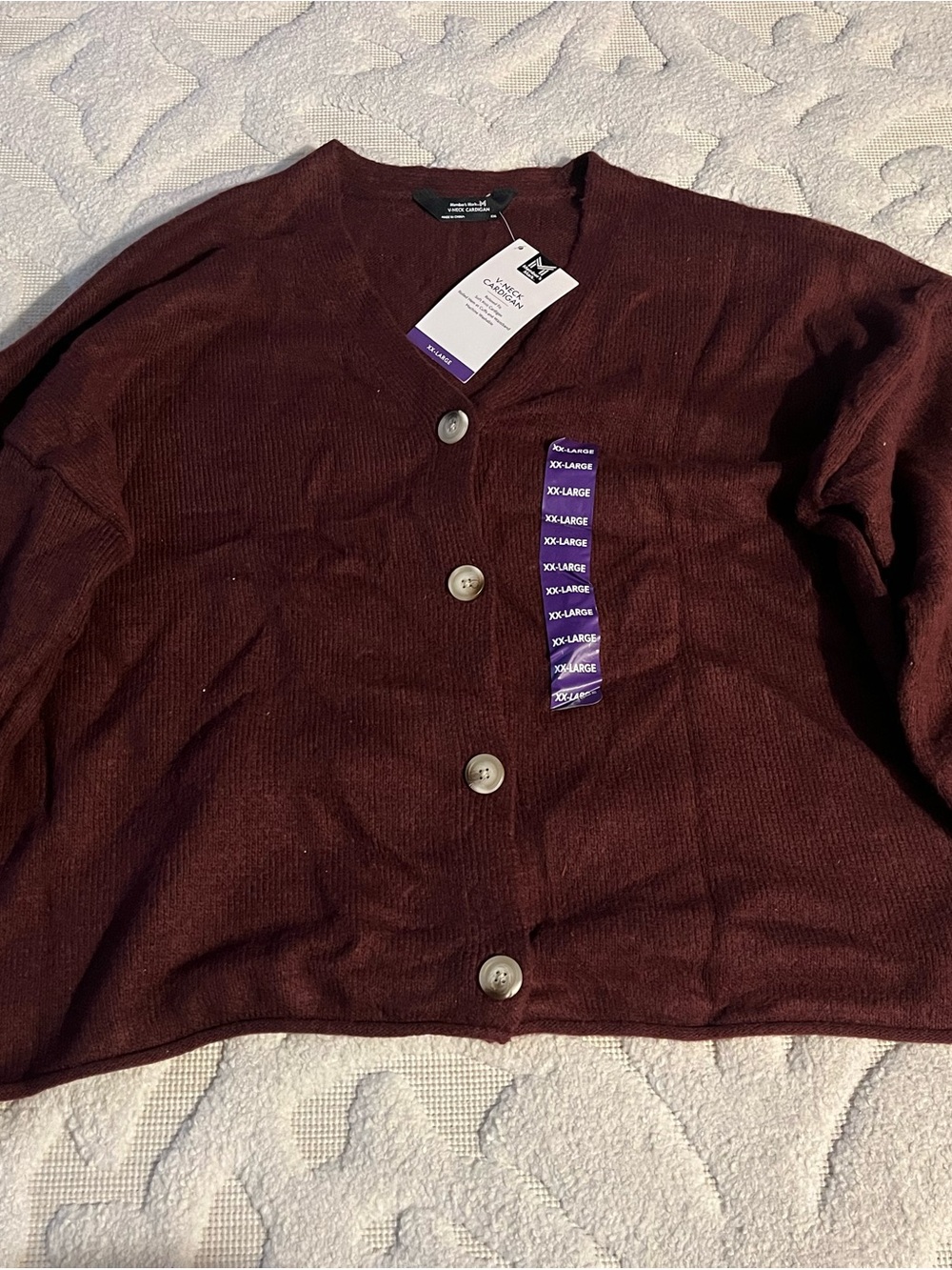 Button-Front Cardigan Sweater in Burgundy - Women